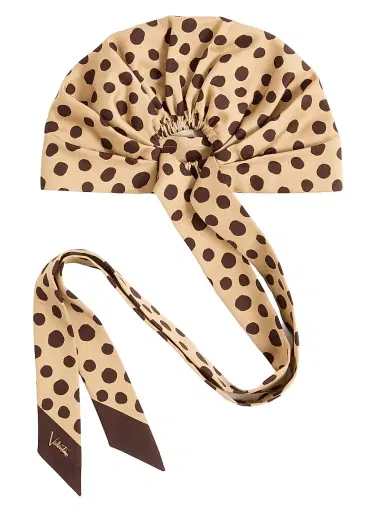 Valentino Garavani Women's Dalmatian Dot and Extra Polka Dot Headband in Cotton and Silk - Beige Chocolate | Thumbnail 2