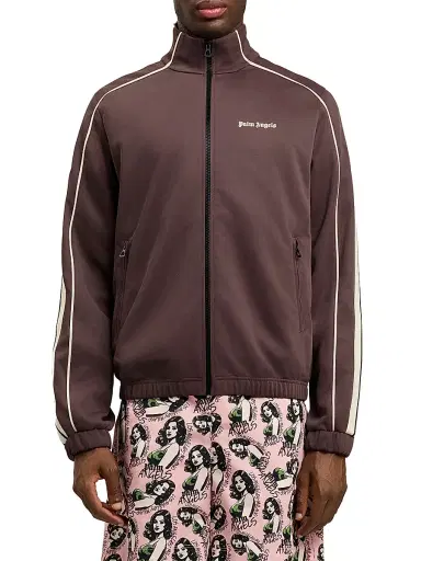 Palm Angels Men's Logo Striped Zip-Front Jacket - Brown Off White - Size XXL | Thumbnail 3 Palm Angels Men's Logo Striped Zip-Front Jacket - Brown Off White - Size XXL | Thumbnail 3