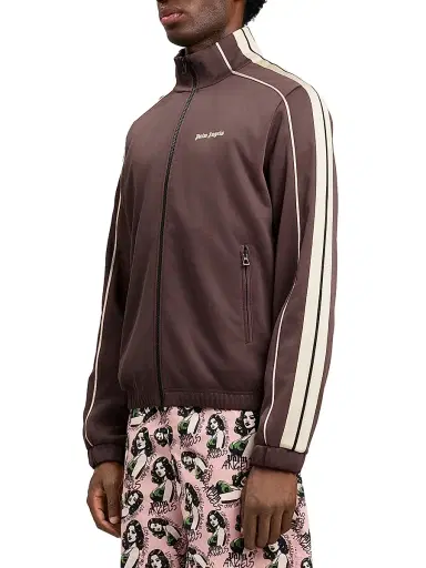 Palm Angels Men's Logo Striped Zip-Front Jacket - Brown Off White - Size XXL | Thumbnail 4 Palm Angels Men's Logo Striped Zip-Front Jacket - Brown Off White - Size XXL | Thumbnail 4
