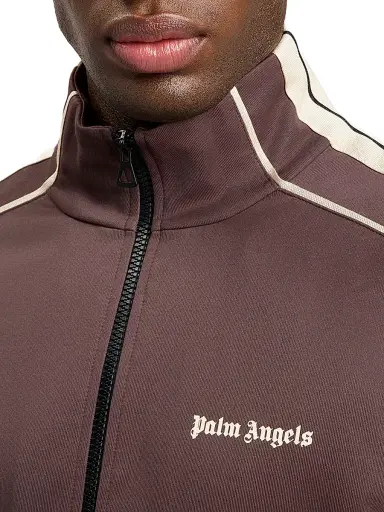 Palm Angels Men's Logo Striped Zip-Front Jacket - Brown Off White - Size XXL | Thumbnail 6 Palm Angels Men's Logo Striped Zip-Front Jacket - Brown Off White - Size XXL | Thumbnail 6