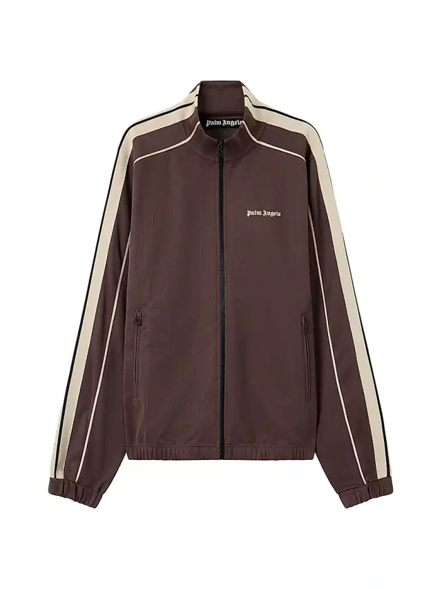 Men's Logo Striped Zip-Front Jacket - Brown Off White