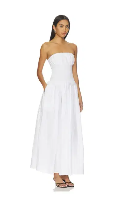 susana monaco Solid Linen Smocked Waist Tube Maxi Dress | Thumbnail 2