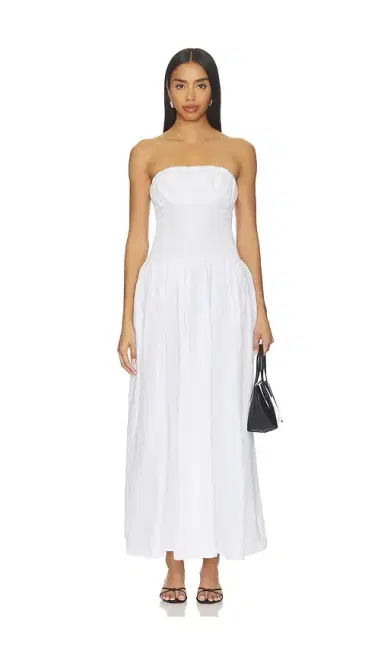 susana monaco Solid Linen Smocked Waist Tube Maxi Dress | Thumbnail 1