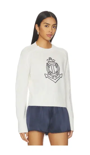 White + Warren Featherweight Cashmere Nautical Embroidered Sweater | Thumbnail 2