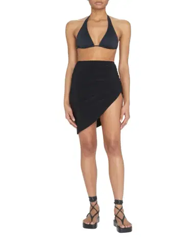 Norma Kamali Side-Drape Asymmetric Mini Skirt | Thumbnail 1