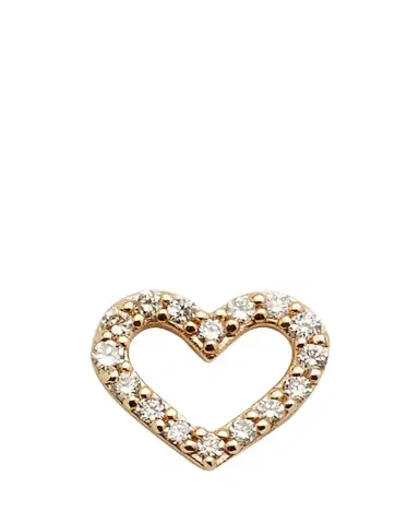 Sydney Evan 14K Small Open Heart Stud Earring with Diamonds, Single | Thumbnail 1