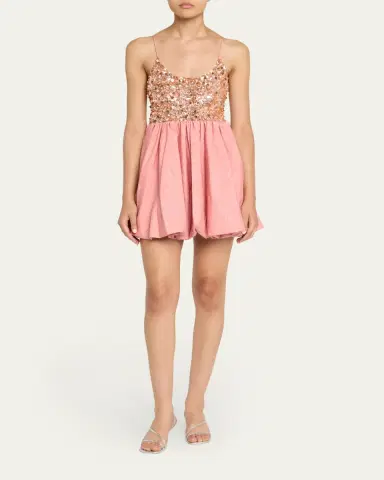 Alice + Olivia Nessa Sequined Empire-Waist Bubble Mini Dress | Thumbnail 2 Alice + Olivia Nessa Sequined Empire-Waist Bubble Mini Dress | Thumbnail 2