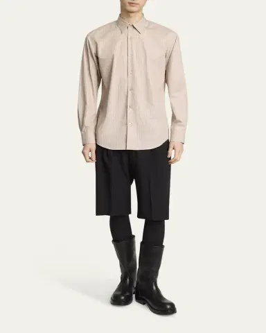 Dries Van Noten Men's Curles Cotton Hairline Stripe Sport Shirt | Thumbnail 2 Dries Van Noten Men's Curles Cotton Hairline Stripe Sport Shirt | Thumbnail 2