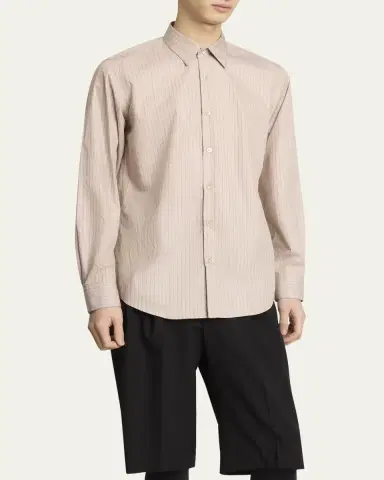 Dries Van Noten Men's Curles Cotton Hairline Stripe Sport Shirt | Thumbnail 4 Dries Van Noten Men's Curles Cotton Hairline Stripe Sport Shirt | Thumbnail 4