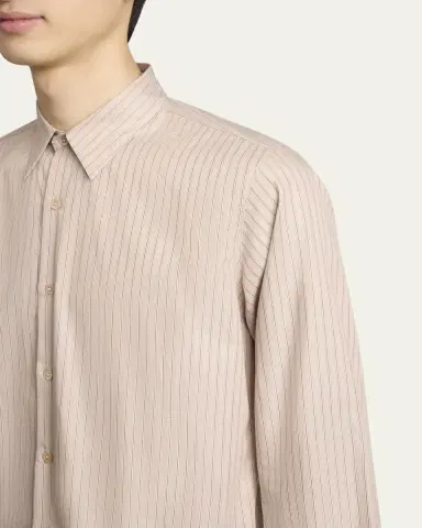 Dries Van Noten Men's Curles Cotton Hairline Stripe Sport Shirt | Thumbnail 5 Dries Van Noten Men's Curles Cotton Hairline Stripe Sport Shirt | Thumbnail 5