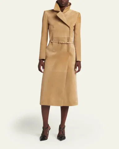 Tom Ford Belted Suede Long Trench Coat | Thumbnail 2