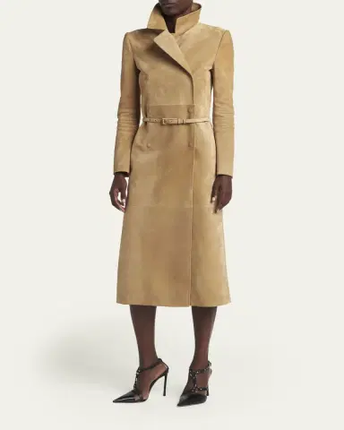 Tom Ford Belted Suede Long Trench Coat | Thumbnail 4