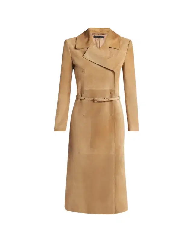 TOM FORD Belted Suede Long Trench Coat