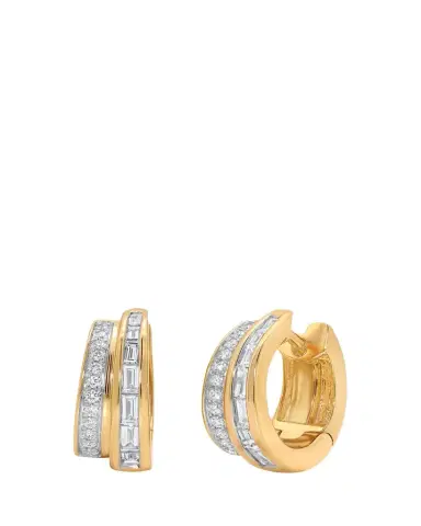 Sara Weinstock Papua 18K Gold & 2-Row Diamond Huggie Earrings | Thumbnail 1 Sara Weinstock Papua 18K Gold & 2-Row Diamond Huggie Earrings | Thumbnail 1
