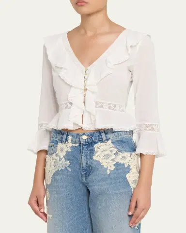 LoveShackFancy Olenna Cotton Victorian Ruffle Top | Thumbnail 4 LoveShackFancy Olenna Cotton Victorian Ruffle Top | Thumbnail 4