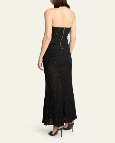 Balmain Glittered Crisscross Semi-Sheer Halter Dress | Thumbnail 3