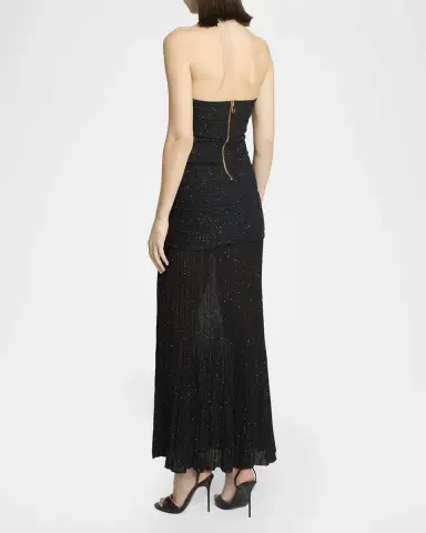Balmain Glittered Crisscross Semi-Sheer Halter Dress | Thumbnail 7