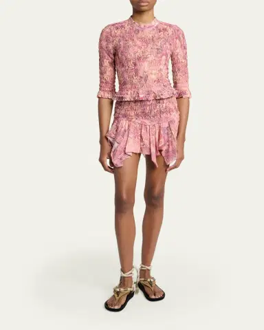Isabel Marant Carola Smocked Silk Charmeuse Crop Top | Thumbnail 2