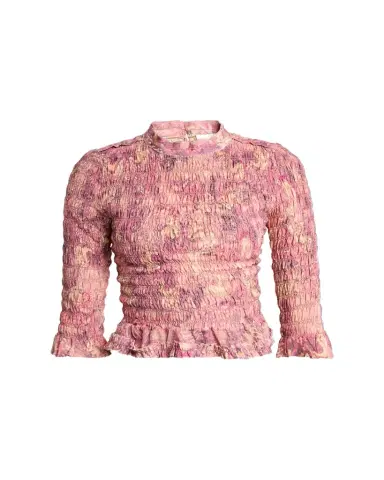Isabel Marant Carola Smocked Silk Charmeuse Crop Top | Thumbnail 1
