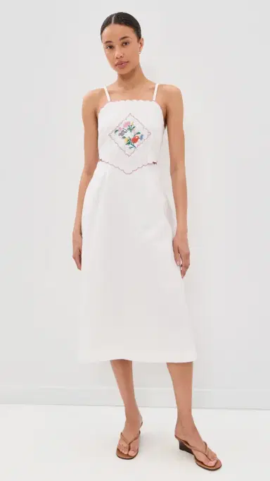 Another Girl Embroidered Handkerchief Detail Dress White | Thumbnail 2
