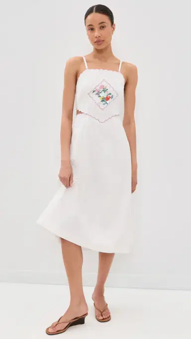 Another Girl Embroidered Handkerchief Detail Dress White | Thumbnail 5
