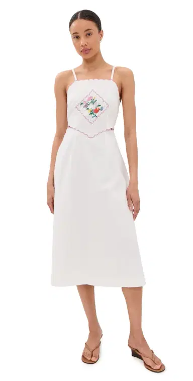Another Girl Embroidered Handkerchief Detail Dress White | Thumbnail 1