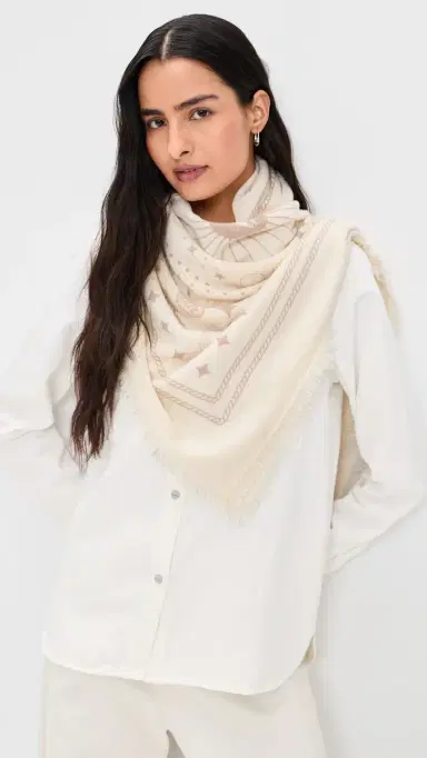 Freya Cashmere Bandana Scarf Lily/Taupe One Size | Thumbnail 4