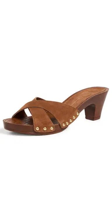 Dolce Vita Averie Nubuck Leather Clogs Brown | Thumbnail 1
