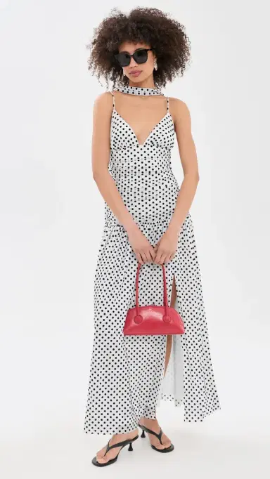 Another Girl Spot esh Maxi Dress with Scarf White/Black | Thumbnail 5