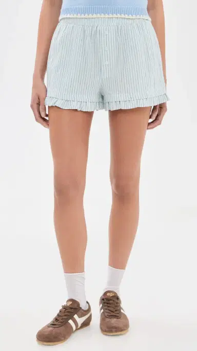 Another Girl Linen Stripe Frill Boxers Blue Stripe | Thumbnail 2