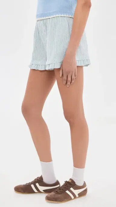 Another Girl Linen Stripe Frill Boxers Blue Stripe | Thumbnail 4