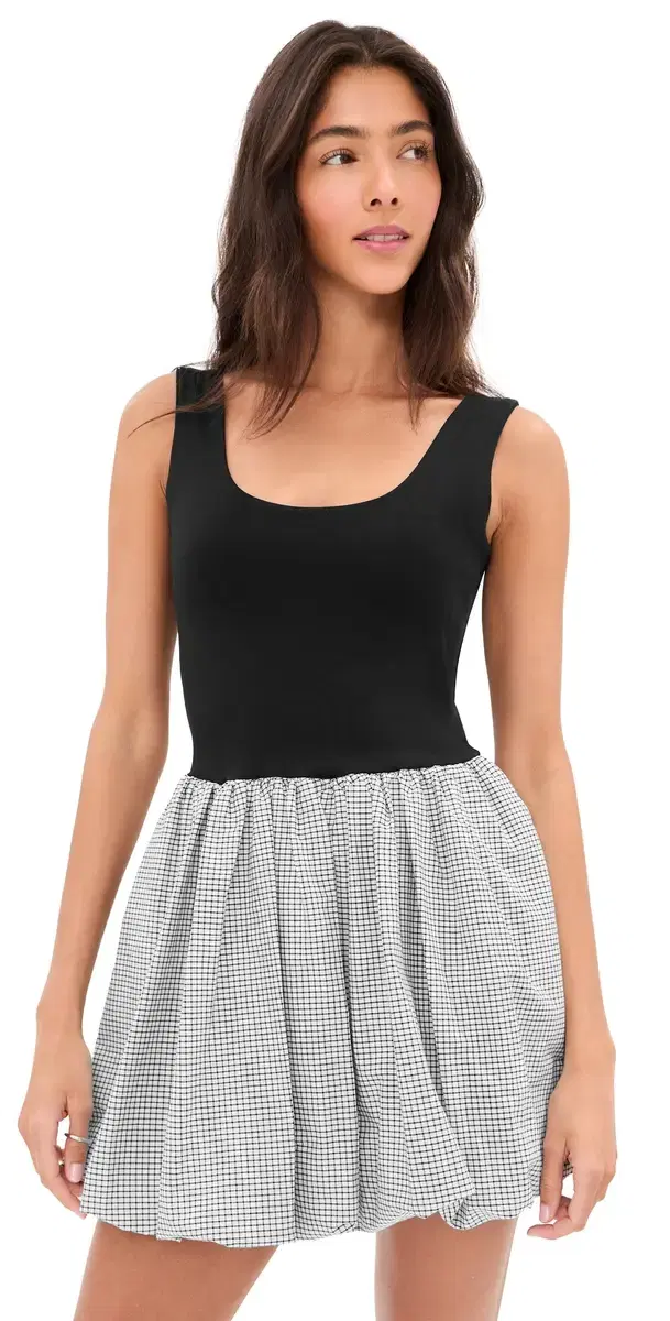 LE BOP Piper Combo Dress Black/White Check