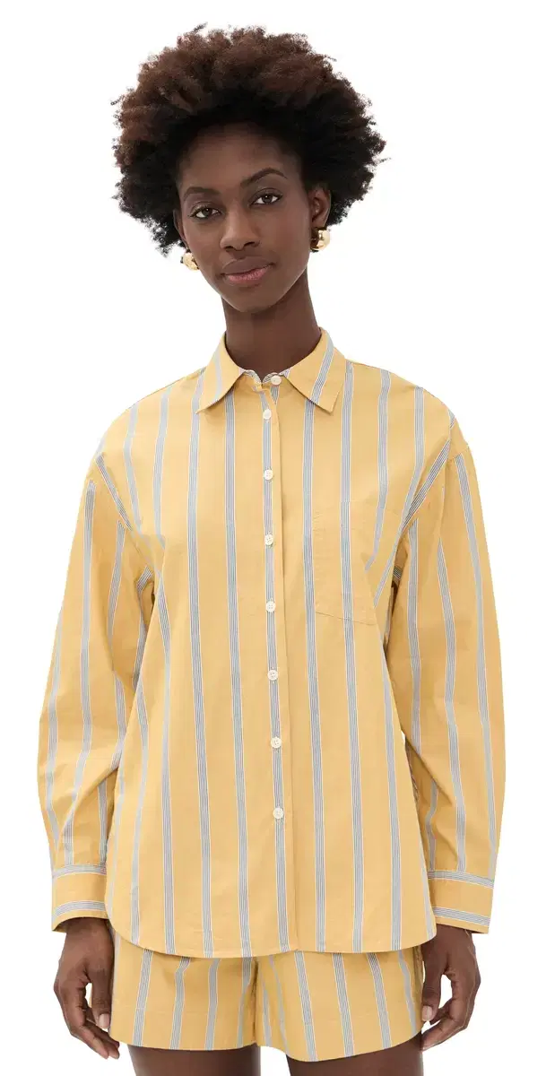 The Easy hirt in Washed Poplin Textured tripe Chantrelle