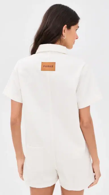 PARKE Short Sleeve Denim Romper White M | Thumbnail 3