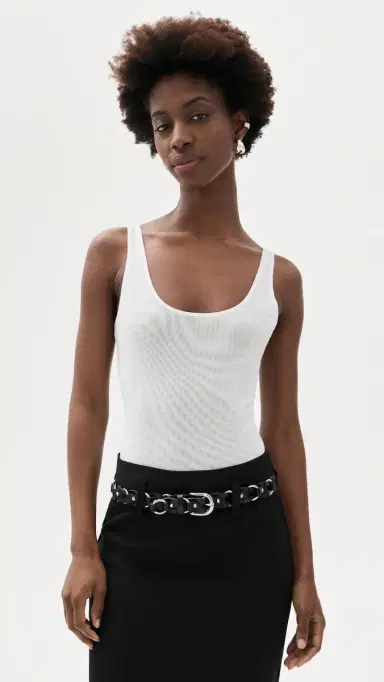 L'AGENCE Kalea coop Neck Tank Thong Bodysuit White | Thumbnail 2