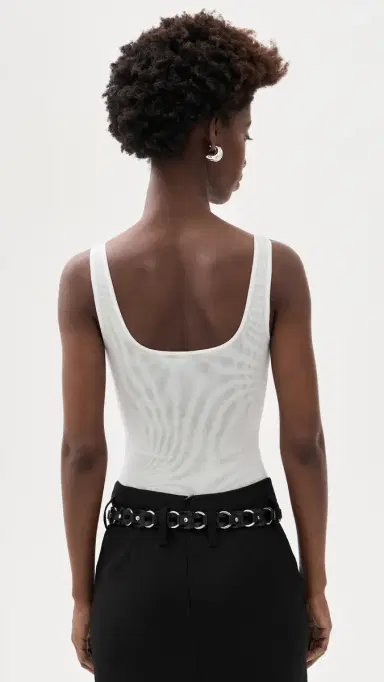 L'AGENCE Kalea coop Neck Tank Thong Bodysuit White | Thumbnail 3