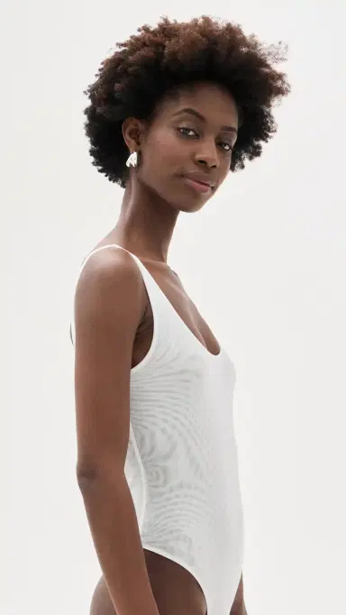 L'AGENCE Kalea coop Neck Tank Thong Bodysuit White | Thumbnail 4