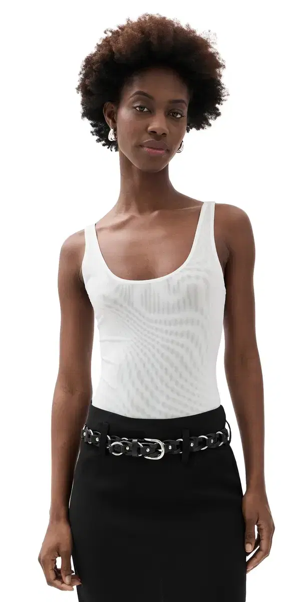 L'AGENCE Kalea coop Neck Tank Thong Bodysuit White