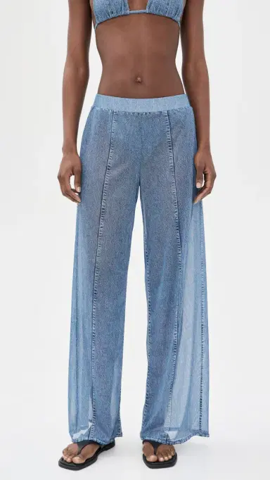 rag & bone Miramar Mesh Wide Leg Pants Washed Blue | Thumbnail 2