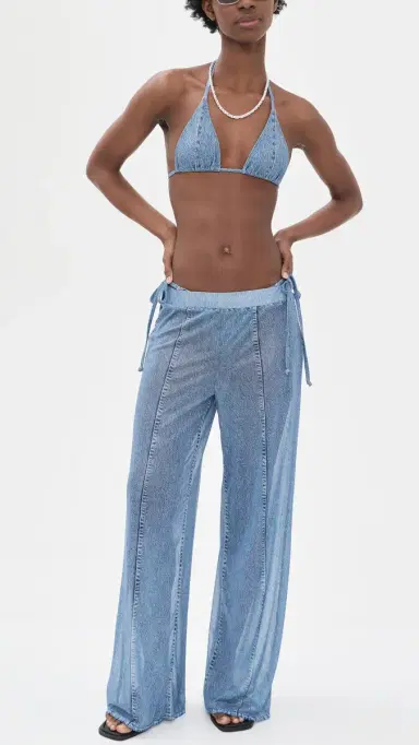 rag & bone Miramar Mesh Wide Leg Pants Washed Blue | Thumbnail 5