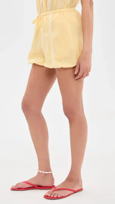 Damson Madder Maura Lace Trim Shorts Butter 8 | Thumbnail 4