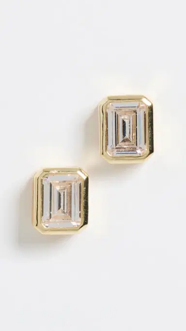 Shashi Emerald Baguette Studs | Thumbnail 2 Shashi Emerald Baguette Studs | Thumbnail 2