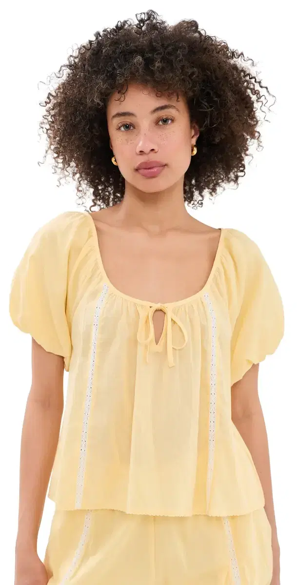 Damson Madder Maura Lace Trim Top Butter