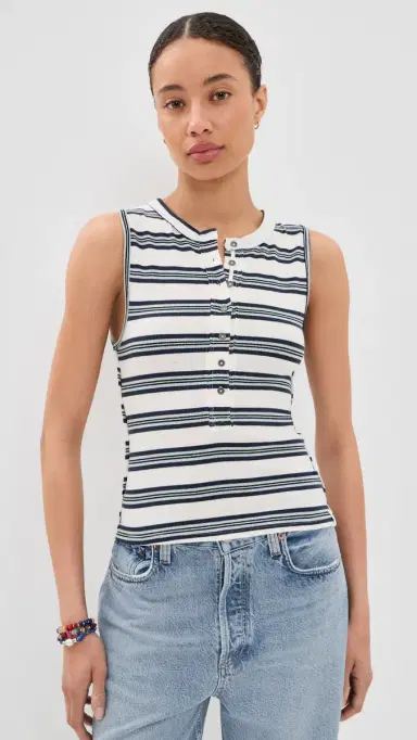 Free People Jamie Henley tripe Tank White Combo | Thumbnail 2 Free People Jamie Henley tripe Tank White Combo | Thumbnail 2