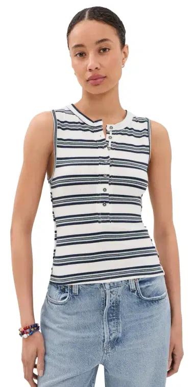 Free People Jamie Henley tripe Tank White Combo | Thumbnail 1 Free People Jamie Henley tripe Tank White Combo | Thumbnail 1