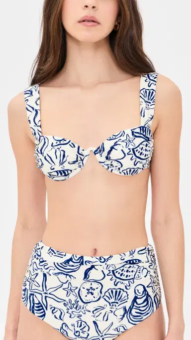Simkhai Anniston Ruched Cup Bikini Top Blueberry Multi S | Thumbnail 2 Simkhai Anniston Ruched Cup Bikini Top Blueberry Multi S | Thumbnail 2