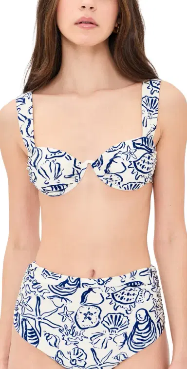 Simkhai Anniston Ruched Cup Bikini Top Blueberry Multi S | Thumbnail 1 Simkhai Anniston Ruched Cup Bikini Top Blueberry Multi S | Thumbnail 1