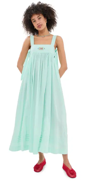 Damson Madder Aspen Midi Night Dress Mint 6 | Thumbnail 1