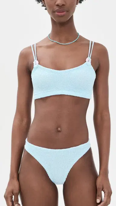 Hunza G Cassie Beaded Bikini Metallic Ice Blue One Size | Thumbnail 2