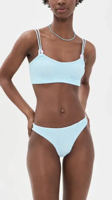 Hunza G Cassie Beaded Bikini Metallic Ice Blue One Size | Thumbnail 5